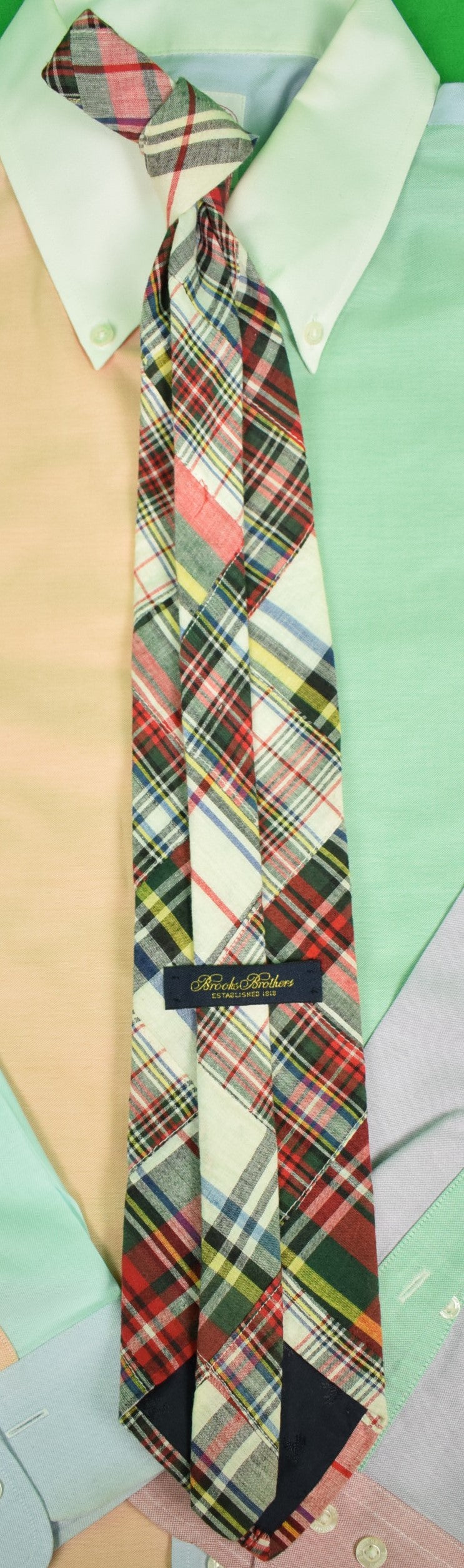 "Brooks Brothers Patch Tartan Madras Necktie'