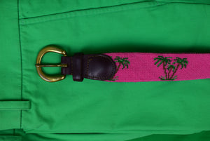 "Hand-Needlepoint Palm Tree/ Fuchsia Belt" Sz 38 (SOLD)