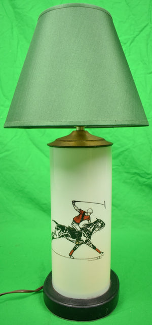 "Paul D Brown Polo Player Eglomise Table Lamp" (SOLD)