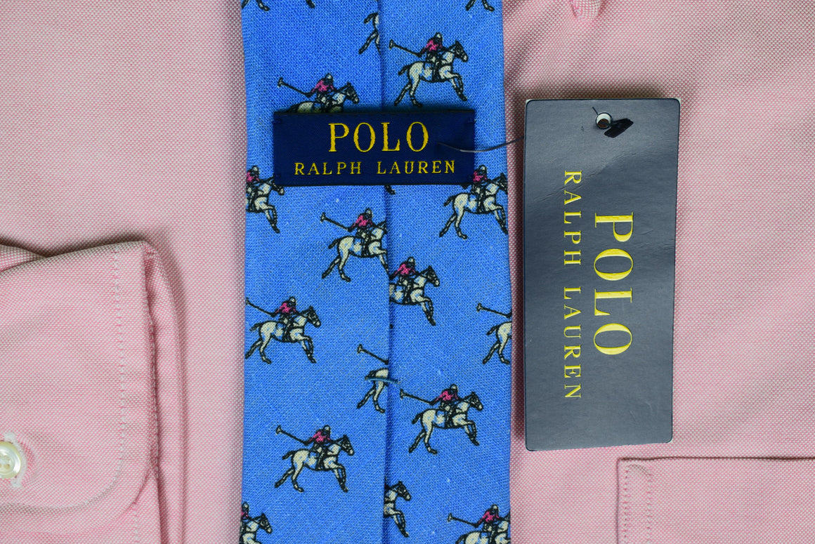 "Polo Ralph Lauren Blue Linen Polo Player Tie" (New w/ RL Tag) (SOLD)