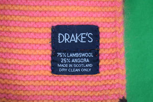 "Drake's Scottish Lambswool/ Angora Knit Coral/ Lime Rowing Scarf" (SOLD)