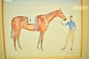 Young Rider w/ #1 Entry c1930s Watercolor by Paul Brown