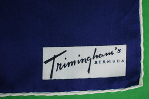 "Trimingham's Bermuda 9 Yacht Clubs w/ Burgee Flags Navy Silk Scarf" (NWOT)
