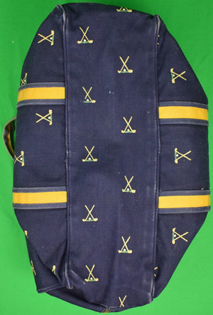 "Chipp Navy Canvas c1970s Duffle Bag w/ X'd Golf Clubs Embroidery"