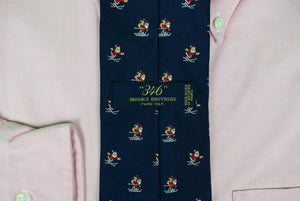 Brooks Brothers "346" Santa Skiing Navy Silk Tie (New w/ BB Tag)