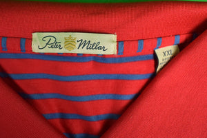Peter Millar Red/ Blue Stripe Sport Shirt w/ Rolling Rock Club Logo Sz: XXL
