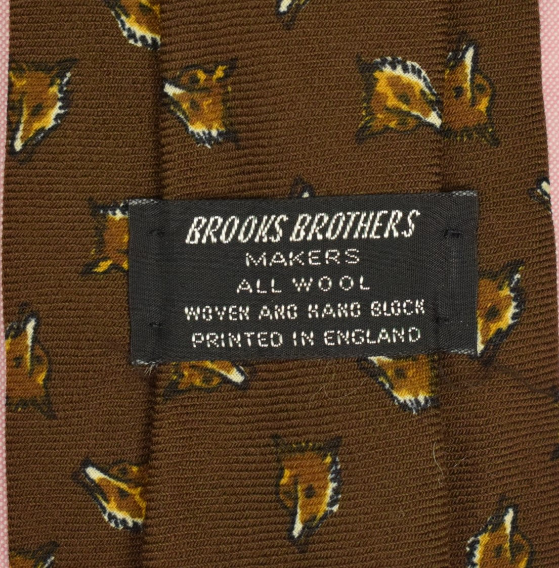"Brooks Brothers Challis Fox Mask Brown Tie Printed in England" (SOLD)