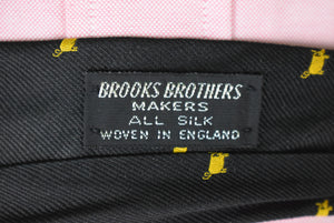 Brooks Brothers English Black Silk/ Yellow Piglet Club Tie
