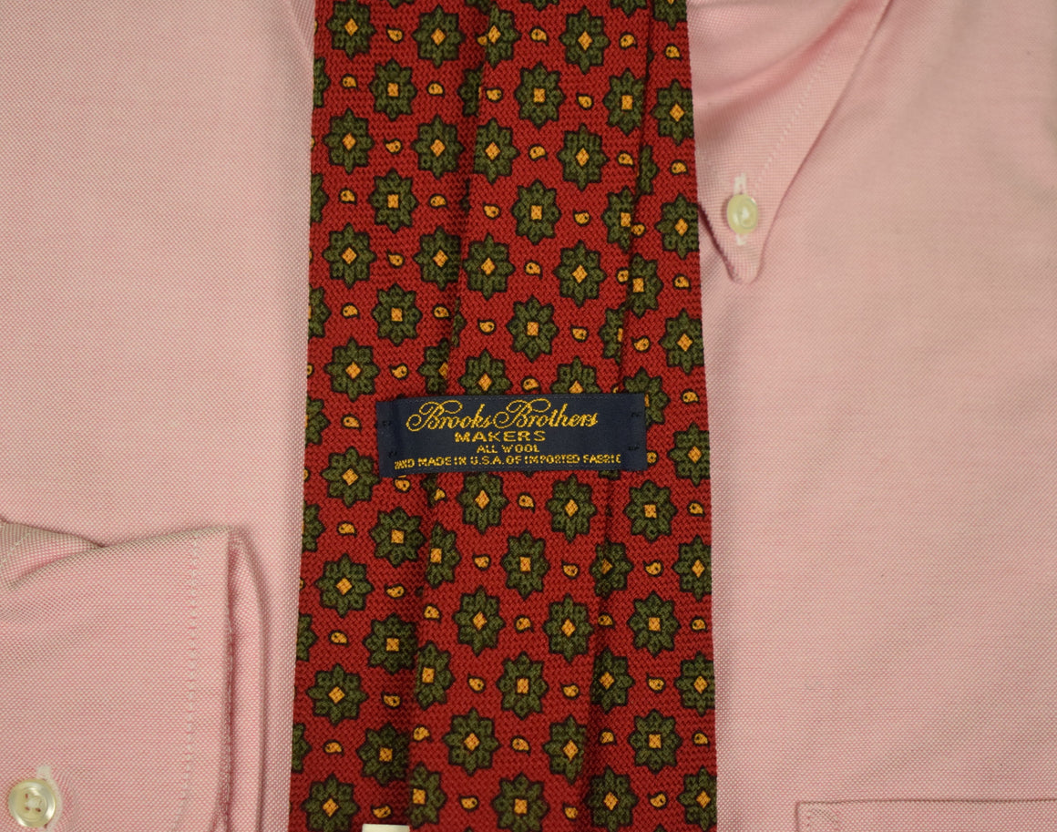 Brooks Brothers Burg Foulard Wool Challis Tie (DEADSTOCK w/ BB Tag)