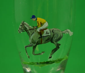 Set of 3 Hand-Painted Jockey/ Race Horse Pilsner Glasses