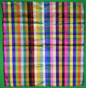 "Multi-Color Gingham Check Shantung Silk Pocket Square" (SOLD)