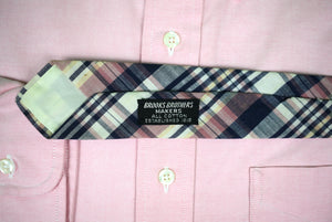 "Brooks Brothers Madras Navy/ Khaki/ Coral Tie" (SOLD)