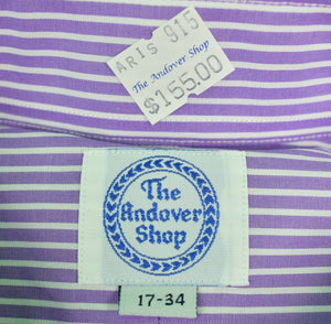The Andover Shop Purple/ White Pinstripe Dress Shirt Sz: 17-34 (New w/ Tag!)