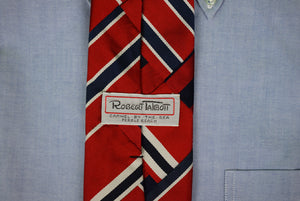 "Robert Talbott Patch Red/ Navy Repp Stripe Silk Tie"