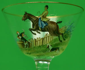 "Pair of Hand-Painted Fox-Hunter Cordial Glasses"