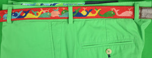 "Hand-Needlepoint Nantucket Red Belt w/ (21) Multi-Color Whales" Sz: 36