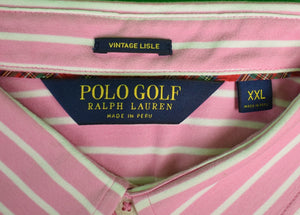 "Ralph Lauren Golf Polo Pink/ White Stripe Shirt w/ Miacomet Club of Nantucket Logo" Sz: XXL