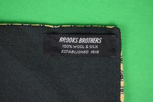 Brooks Brothers Yellow Silk Paisley/ Green Wool Reversible Scarf