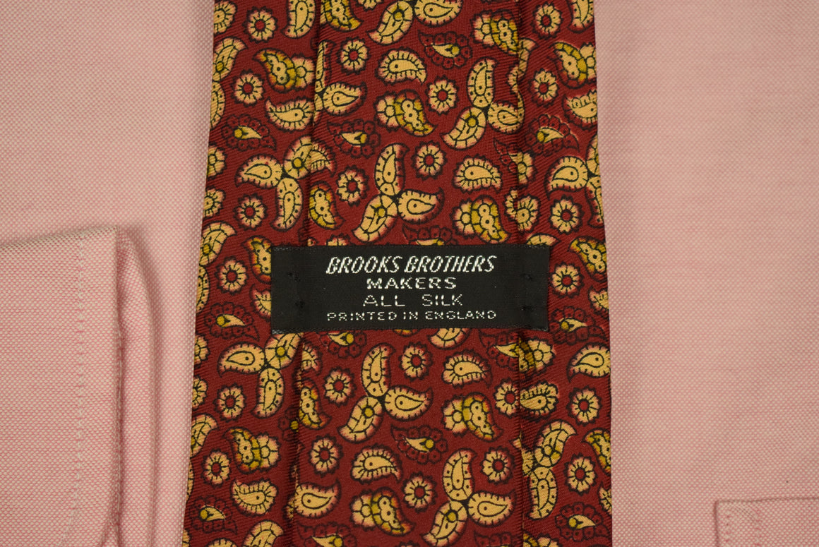 "Brooks Brothers English Silk Burgundy Paisley Tie" (DEADSTOCK w/ BB TAG)