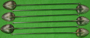 Set of 6 Scallop Shell Silver Plate Swizzle Sticks