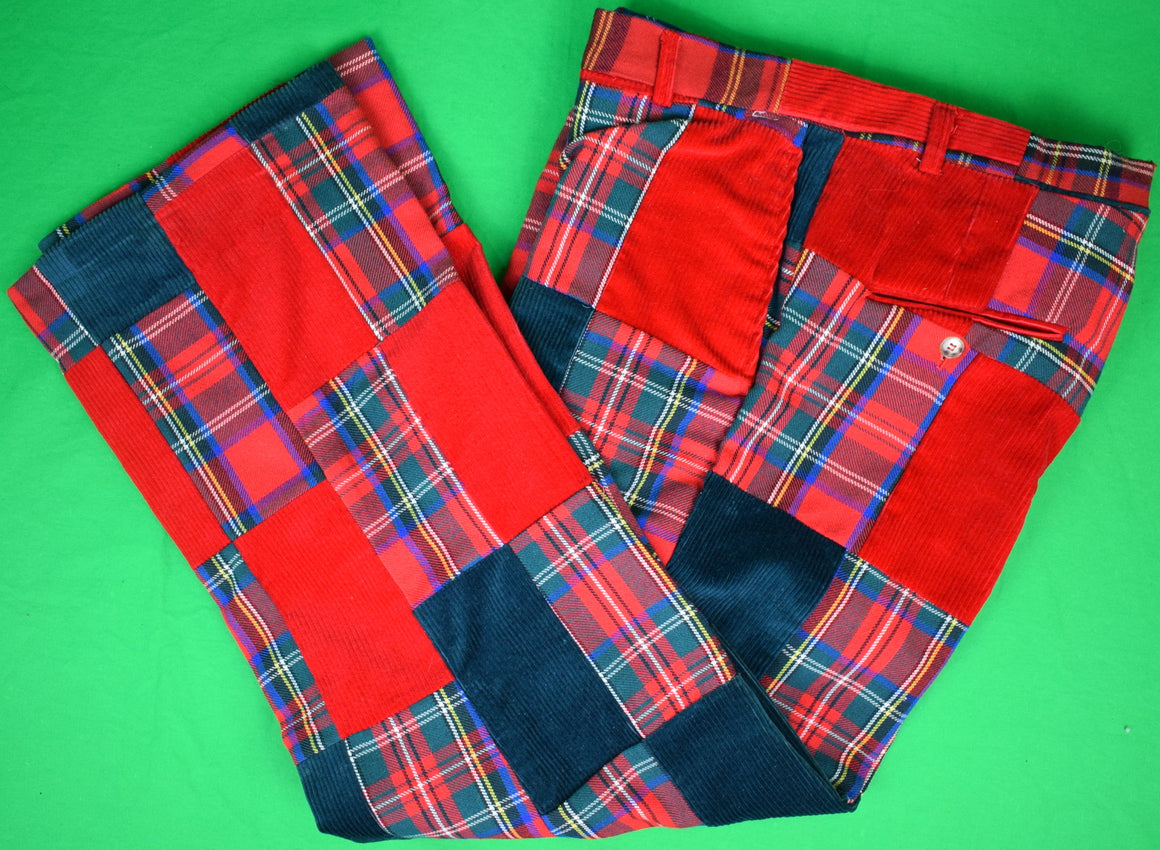 Brooks Brothers Patch Royal Stewart Tartan w/ Hunter Green/ Red Corduroy Panel Trousers" Sz: 36 (SOLD)