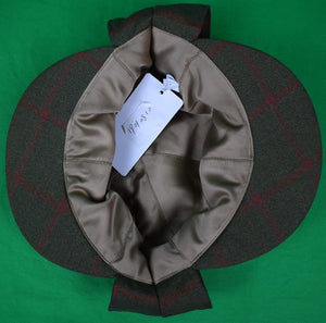 "Olive w/ Russet Windowpane Deerstalker Wool Hat Made In England" Sz 7 1/2 (US) New w/ Tag
