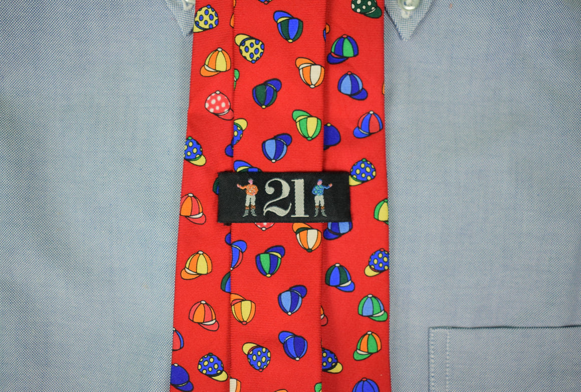 The "21" Club Red Silk Jockey Caps Tie