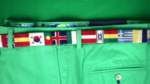 Hand-Needlepoint World Flag Belt Sz 40