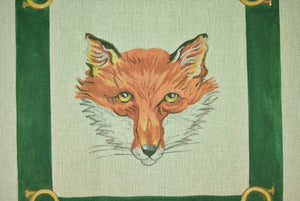 "Fox Mask & Hunting Horn Hand-Painted Needlepoint Pillow Canvas" (SOLD)