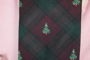 "Brooks Brothers Burg/ Green Tartan x Christmas Tree Motif English Silk Tie" (New w/ BB Tag)