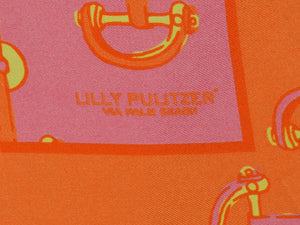 "Lilly Pulitzer Lavender/ Orange Horse-Bit Silk Pocket Square" (SOLD)