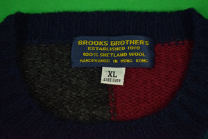 "Brooks Brothers Colorblock Shetland Crewneck Sweater" Sz XL