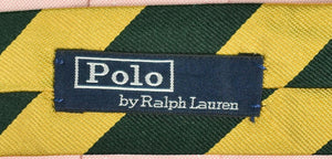 "Polo by Ralph Lauren Hunter Green/Gold Repp Stripe Italian Silk Tie" (SOLD)