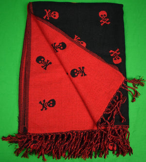 Skull & Crossbone Black & Red Knit Scarf w/ Fringe (SOLD)