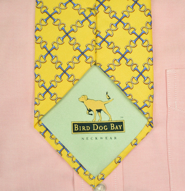 Bird Dog Bay Yellow Silk HorseBit Equestrian Motif Tie