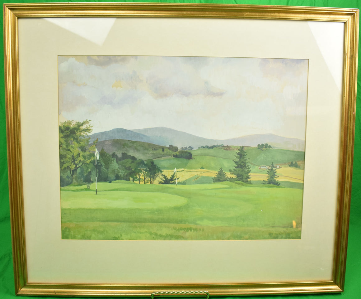 "Close To The Green" Golf Course Watercolour & Gouache Ex-Mary S.B. Braga Estate