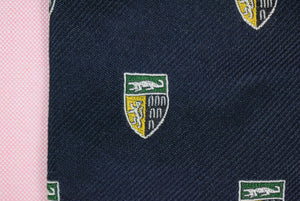 "J. Press Burlington Knot Yale Law School Coat-Of-Arms Navy Silk Tie"