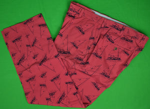 Brooks Brothers Nantucket Red Poplin Trousers w/ Paul Brown Yachting Print