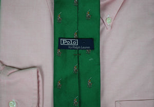 Polo By Ralph Lauren Green Equestrian RL Logo Print Tie