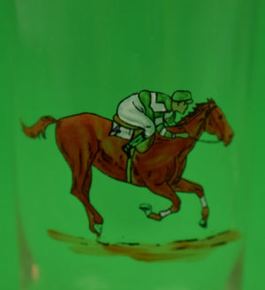 Set Of 5 Hand-Painted Jockey/ Racehorse Highball Glasses