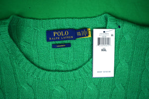 Polo Ralph Lauren Green Cashmere Cable Crewneck Sweater Sz XXL (New w/ RL Tag)
