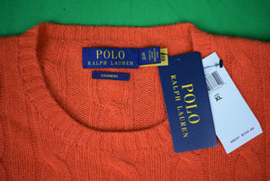 Polo Ralph Lauren Orange Cashmere Cable Crewneck Sweater Sz XL (NEW w/ RL Tag)