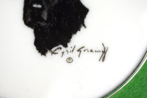 Cyril Gorainoff Black Lab Milk Glass Coaster w/ Sterling Rim