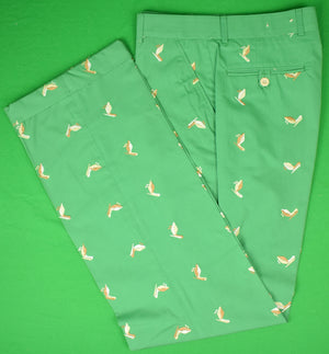 "Chipp Pelican Embroidered Green Poplin c1980s Trousers" Sz 34"W (DEADSTOCK)