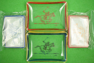 "Box Set Of 2 Glass Polo Player Ashtrays & 2 Decks Of Playing Cards" (SOLD)