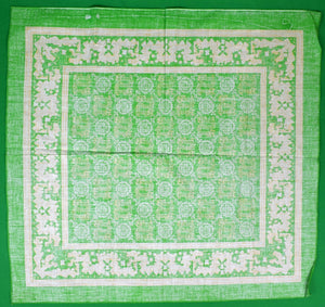 Lime Green w/ Yellow Linen Aztec Print Bandana Scarf Handkerchief