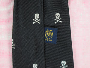 Rugby Ralph Lauren Italian Black Silk/ Skull & Crossbones Club Tie