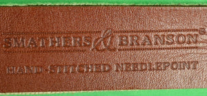 "Smathers & Branson Needlepoint Belt w/ Rolling Rock Club Quail Logo" Sz: 44