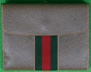Gucci Leather Card Case w/ Red/ Green Surcingle Stripe & Brass "G" Clasp