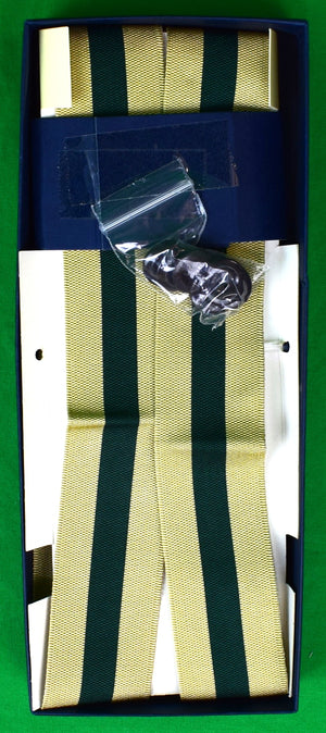"Drake's Green/ Gold Repp Stripe Braces Made In England" (New In Box)